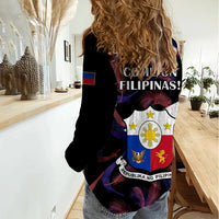 Philippines Football Women Casual Shirt 2023 World Cup Go Filipinas Feather Black Version LT14 - Polynesian Pride