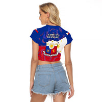 Philippines Football Raglan Cropped T Shirt 2023 World Cup Go Filipinas Feather Flag Version LT14 - Polynesian Pride