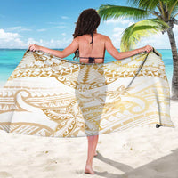 White and Gold Polynesia Sarong Plumeria Tattoo With Polynesian Pattern
