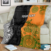 Custom Fiji And Australia Rugby Blanket Fijian Tapa Pattern With Aussie Aboriginal Art