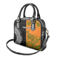 Custom Fiji And Australia Rugby Shoulder Handbag Fijian Tapa Pattern With Aussie Aboriginal Art
