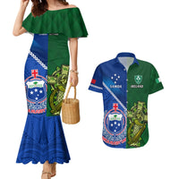 Samoa And Ireland Rugby Couples Matching Mermaid Dress and Hawaiian Shirt 2023 World Cup Manu Samoa With Shamrocks LT14 Blue - Polynesian Pride