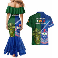 Samoa And Ireland Rugby Couples Matching Mermaid Dress and Hawaiian Shirt 2023 World Cup Manu Samoa With Shamrocks LT14 - Polynesian Pride