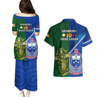 Samoa And Ireland Rugby Couples Matching Puletasi Dress and Hawaiian Shirt 2023 World Cup Manu Samoa With Shamrocks LT14 - Polynesian Pride