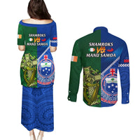 Samoa And Ireland Rugby Couples Matching Puletasi Dress and Long Sleeve Button Shirts 2023 World Cup Manu Samoa With Shamrocks LT14 - Polynesian Pride