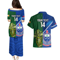 Custom Samoa And Ireland Rugby Couples Matching Puletasi Dress and Hawaiian Shirt 2023 World Cup Manu Samoa With Shamrocks LT14 - Polynesian Pride