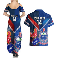 Custom Samoa And France Rugby Couples Matching Summer Maxi Dress and Hawaiian Shirt 2023 World Cup Manu Samoa With Les Bleus LT14 - Polynesian Pride