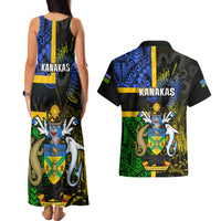 South Sea Islanders Couples Matching Tank Maxi Dress and Hawaiian Shirt Kanakas With Solomon Islands Coat Of Arms LT14 - Polynesian Pride