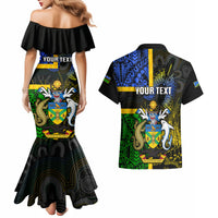 Personalised South Sea Islanders Couples Matching Mermaid Dress and Hawaiian Shirt Kanakas With Solomon Islands Coat Of Arms LT14 - Polynesian Pride