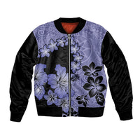 Purple Hawaii Bomber Jacket Tapa Cloth Mix Tropical Flowers Pastel Vibes LT14 Unisex Purple - Polynesian Pride
