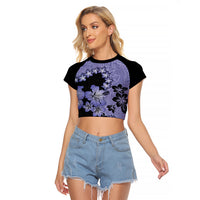 Purple Hawaii Raglan Cropped T Shirt Tapa Cloth Mix Tropical Flowers Pastel Vibes LT14 Female Purple - Polynesian Pride
