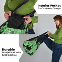 Green Hawaii Grocery Bag Tapa Cloth Mix Tropical Flowers Pastel Vibes