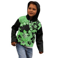 Green Hawaii Kid Hoodie Tapa Cloth Mix Tropical Flowers Pastel Vibes LT14 - Polynesian Pride