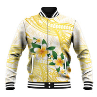 Gold And White Polynesia Plumeria Baseball Jacket Curves Tropical Vibes