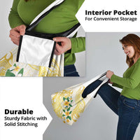 Gold And White Polynesia Plumeria Grocery Bag Curves Tropical Vibes