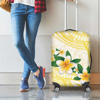 Gold And White Polynesia Plumeria Luggage Cover Curves Tropical Vibes LT14 - Polynesian Pride