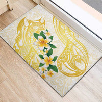 Gold And White Polynesia Plumeria Rubber Doormat Curves Tropical Vibes