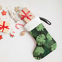 Green Hawaii Kukui Nut Lei Christmas Stocking Hawaiian Pattern Monstera Tropical Vibes - Polynesian Pride