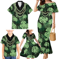 Green Hawaii Kukui Nut Lei Family Matching Mermaid Dress and Hawaiian Shirt Hawaiian Pattern Monstera Tropical Vibes LT14 - Polynesian Pride