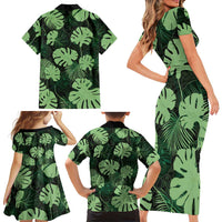 Green Hawaii Kukui Nut Lei Family Matching Short Sleeve Bodycon Dress and Hawaiian Shirt Hawaiian Pattern Monstera Tropical Vibes LT14 - Polynesian Pride