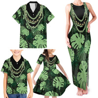 Green Hawaii Kukui Nut Lei Family Matching Tank Maxi Dress and Hawaiian Shirt Hawaiian Pattern Monstera Tropical Vibes LT14 - Polynesian Pride