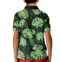 Green Hawaii Kukui Nut Lei Kid Polo Shirt Hawaiian Pattern Monstera Tropical Vibes - Polynesian Pride