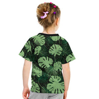 Green Hawaii Kukui Nut Lei Kid T Shirt Hawaiian Pattern Monstera Tropical Vibes - Polynesian Pride