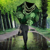 Green Hawaii Kukui Nut Lei Umbrella Hawaiian Pattern Monstera Tropical Vibes - Polynesian Pride