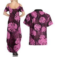 Pink Hawaii Kukui Nut Lei Couples Matching Summer Maxi Dress and Hawaiian Shirt Hawaiian Pattern Monstera Tropical Vibes - Polynesian Pride