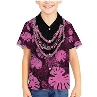 Pink Hawaii Kukui Nut Lei Family Matching Mermaid Dress and Hawaiian Shirt Hawaiian Pattern Monstera Tropical Vibes - Polynesian Pride