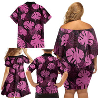 Pink Hawaii Kukui Nut Lei Family Matching Off Shoulder Short Dress and Hawaiian Shirt Hawaiian Pattern Monstera Tropical Vibes LT14 - Polynesian Pride