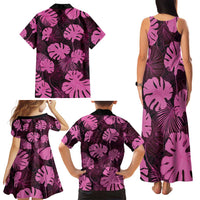 Pink Hawaii Kukui Nut Lei Family Matching Tank Maxi Dress and Hawaiian Shirt Hawaiian Pattern Monstera Tropical Vibes LT14 - Polynesian Pride