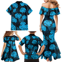 Blue Hawaii Kukui Nut Lei Family Matching Mermaid Dress and Hawaiian Shirt Hawaiian Pattern Monstera Tropical Vibes LT14 - Polynesian Pride