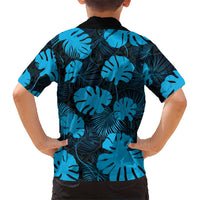 Blue Hawaii Kukui Nut Lei Family Matching Off The Shoulder Long Sleeve Dress and Hawaiian Shirt Hawaiian Pattern Monstera Tropical Vibes LT14 - Polynesian Pride