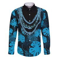 Blue Hawaii Kukui Nut Lei Family Matching Puletasi and Hawaiian Shirt Hawaiian Pattern Monstera Tropical Vibes - Polynesian Pride