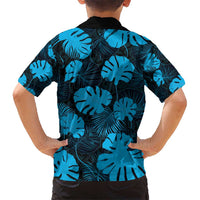 Blue Hawaii Kukui Nut Lei Kid Hawaiian Shirt Hawaiian Pattern Monstera Tropical Vibes - Polynesian Pride