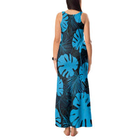Blue Hawaii Kukui Nut Lei Tank Maxi Dress Hawaiian Pattern Monstera Tropical Vibes - Polynesian Pride