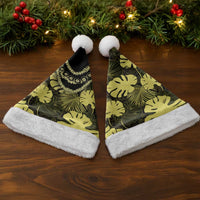 Yellow Hawaii Kukui Nut Lei Christmas Santa Hat Hawaiian Pattern Monstera Tropical Vibes - Polynesian Pride