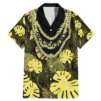 Yellow Hawaii Kukui Nut Lei Family Matching Mermaid Dress and Hawaiian Shirt Hawaiian Pattern Monstera Tropical Vibes LT14 Dad's Shirt - Short Sleeve Yellow - Polynesian Pride