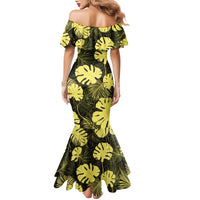 Yellow Hawaii Kukui Nut Lei Family Matching Mermaid Dress and Hawaiian Shirt Hawaiian Pattern Monstera Tropical Vibes LT14 - Polynesian Pride