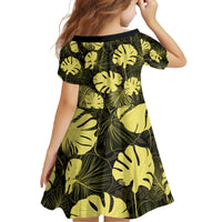 Yellow Hawaii Kukui Nut Lei Family Matching Off The Shoulder Long Sleeve Dress and Hawaiian Shirt Hawaiian Pattern Monstera Tropical Vibes LT14 - Polynesian Pride