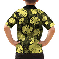 Yellow Hawaii Kukui Nut Lei Family Matching Off Shoulder Maxi Dress and Hawaiian Shirt Hawaiian Pattern Monstera Tropical Vibes LT14 - Polynesian Pride