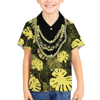 Yellow Hawaii Kukui Nut Lei Family Matching Summer Maxi Dress and Hawaiian Shirt Hawaiian Pattern Monstera Tropical Vibes LT14 Son's Shirt Yellow - Polynesian Pride