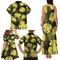 Yellow Hawaii Kukui Nut Lei Family Matching Tank Maxi Dress and Hawaiian Shirt Hawaiian Pattern Monstera Tropical Vibes - Polynesian Pride