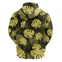 Yellow Hawaii Kukui Nut Lei Hoodie Hawaiian Pattern Monstera Tropical Vibes - Polynesian Pride