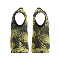 Yellow Hawaii Kukui Nut Lei Christmas Knitted V-Neck Vest Hawaiian Pattern Monstera Tropical Vibes - Polynesian Pride