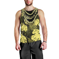 Yellow Hawaii Kukui Nut Lei Men Tank Top Hawaiian Pattern Monstera Tropical Vibes - Polynesian Pride