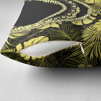 Yellow Hawaii Kukui Nut Lei Pillow Cover Hawaiian Pattern Monstera Tropical Vibes - Polynesian Pride