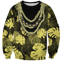 Yellow Hawaii Kukui Nut Lei Sweatshirt Hawaiian Pattern Monstera Tropical Vibes - Polynesian Pride