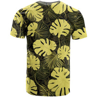 Yellow Hawaii Kukui Nut Lei T Shirt Hawaiian Pattern Monstera Tropical Vibes - Polynesian Pride